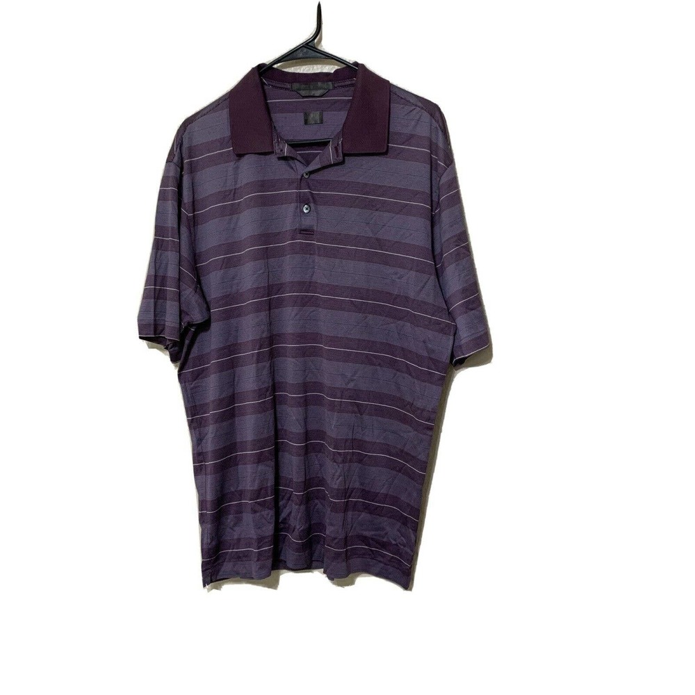 Nike Tiger‎ Woods Sz XL Purple Fit Dry Striped Polo